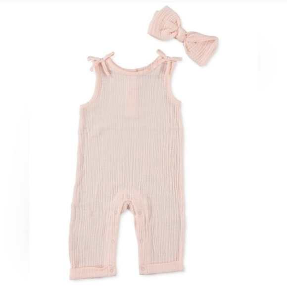 Pink Chicken Other - Girls cotton muslin overalls 12M NWT!